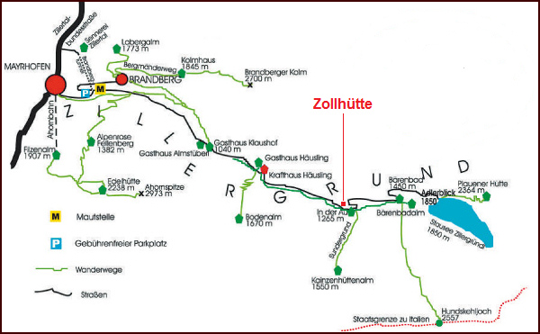 Zollhütte Zillergrund - Anreise